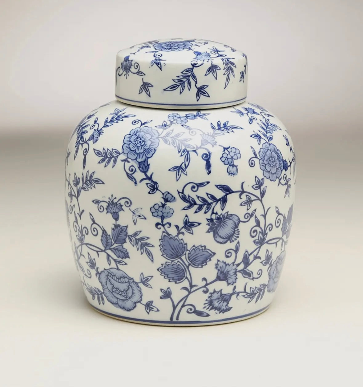 Blue & White Floral Ginger Jar