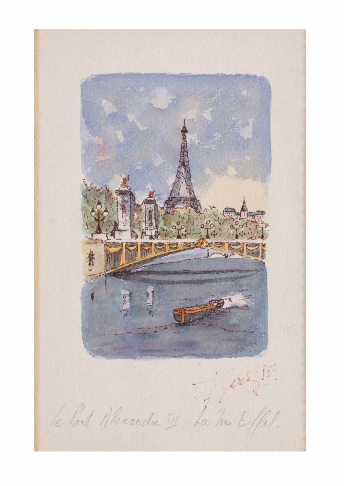 Pair of Signed Parisian Watercolor Paintings