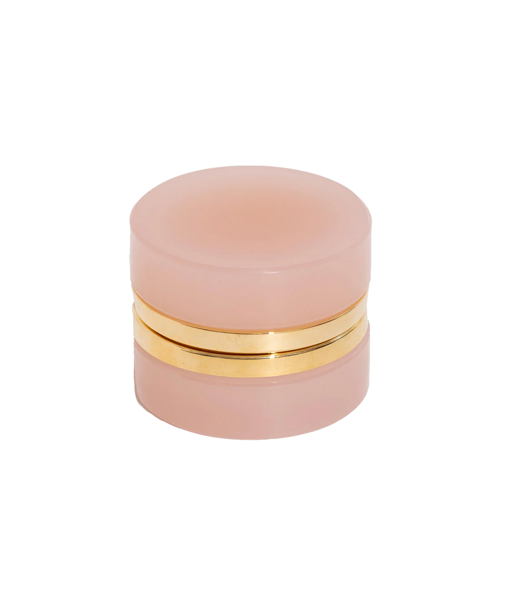Small Round Pink Opaline Glass Box