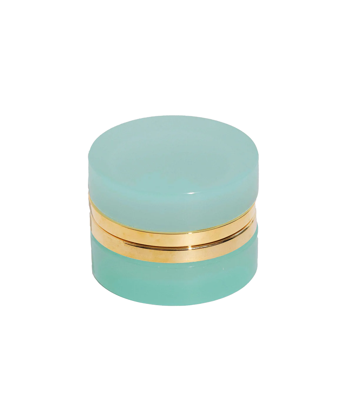 Small Round Aqua Opaline Glass Box